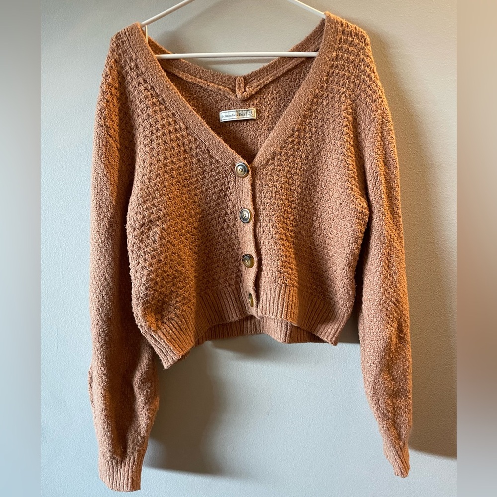 Knit cropped cardigan Abercrombie & Fitch